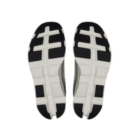 Close-up of white and black shoe soles on a beige background