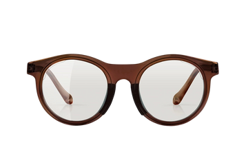Brown round eyeglasses on a white background