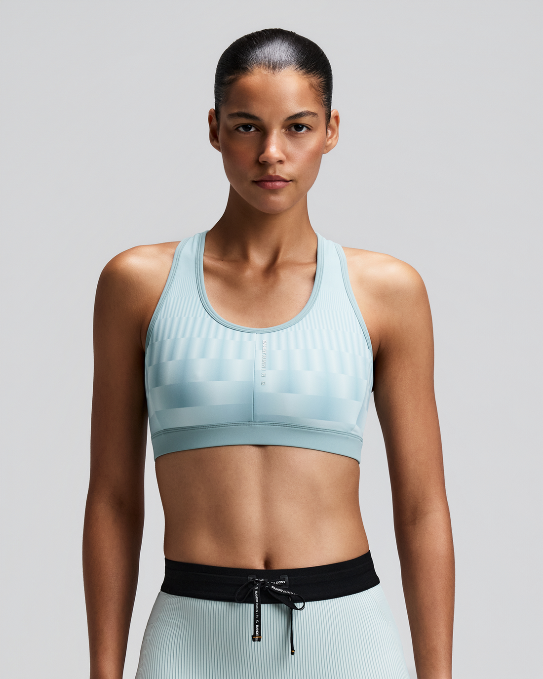 BANDIT WOMEN'S VANISHER™ REVERSO™ SCOOP NECK RUN BRA - GROWING GRID - LAGOON / MIST