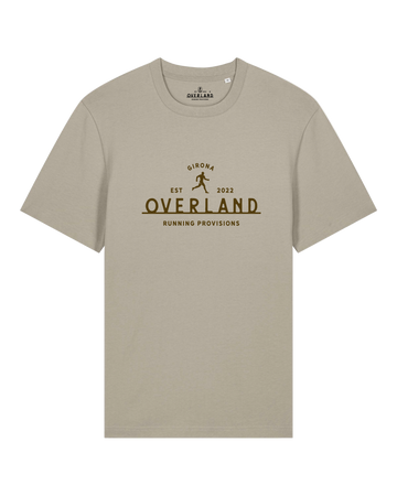 Beige t-shirt with 'Overland' logo